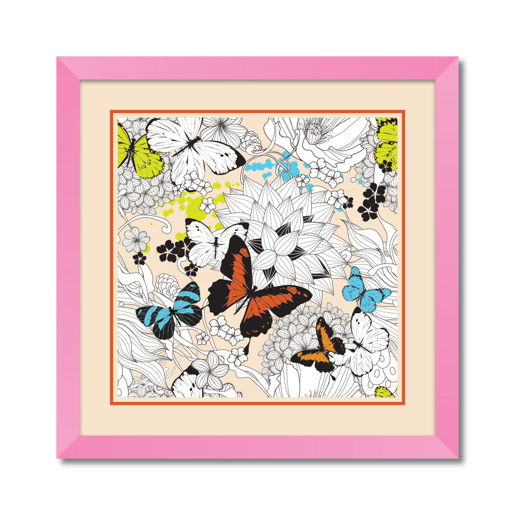 pattern with flowers and butterflies