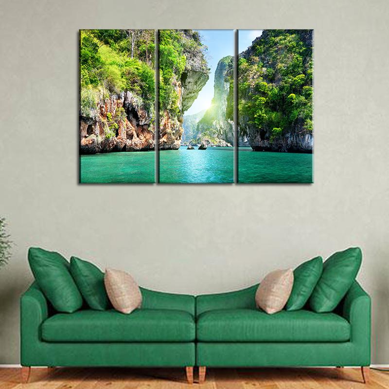 Canvas Setsrocks and sea in Krabi Thailand