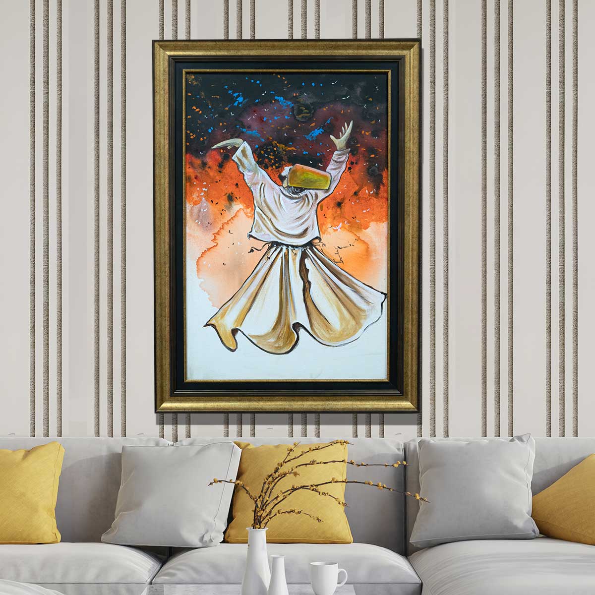 Whirling Dervish/Sufi Painting Handmade with Italian style Mould