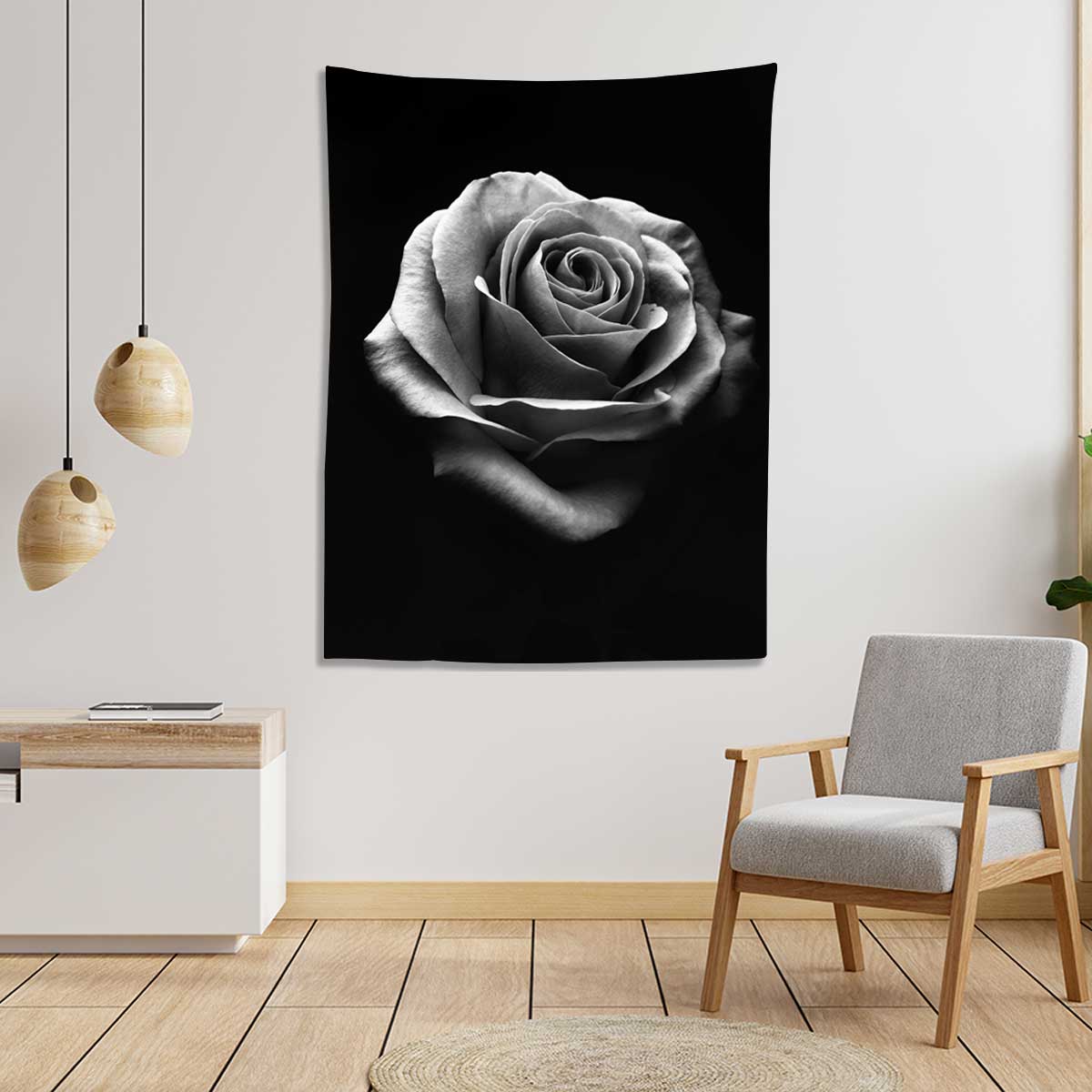 White rose on a black background